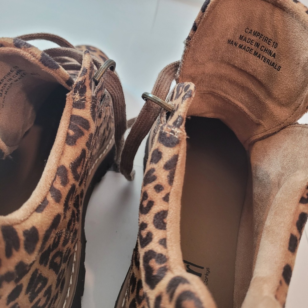 Hey‎ Girl by Corkys Campfire Leopard Ankle Boots Women 10 Lug Sole Animal Print - Picture 10 of 13